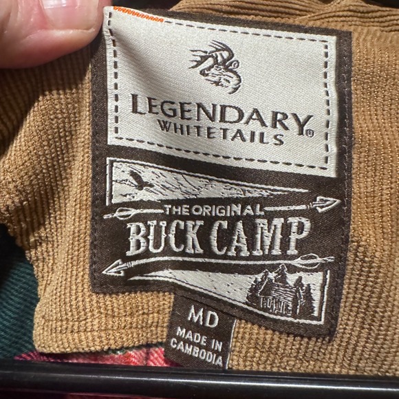 Legendary Whitetails The Original Buck Camp Flannel Shirt Men's Med Cord Accents - Picture 2 of 8